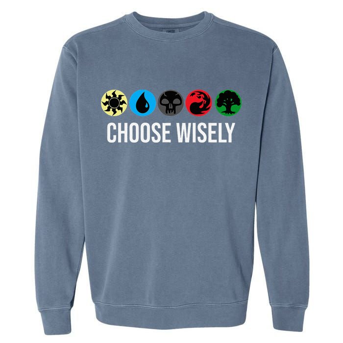 M.A.N.A Symbols Gathering Magic Choose Wisely Blue Red Green Garment-Dyed Sweatshirt