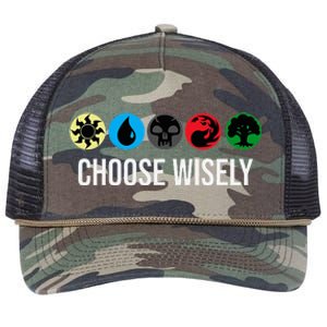 M.A.N.A Symbols Gathering Magic Choose Wisely Blue Red Green Retro Rope Trucker Hat Cap