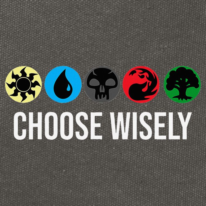 M.A.N.A Symbols Gathering Magic Choose Wisely Blue Red Green Cotton Canvas Backpack