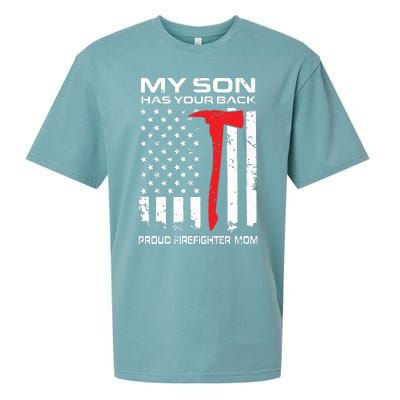 My Son Has Your Back Proud Firefighter Mom Sueded Cloud Jersey T-Shirt