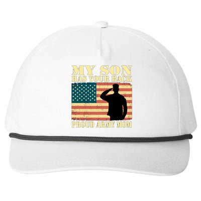 My Son Has Your Back Proud Army Mom Military Mother Funny Gift Snapback Five-Panel Rope Hat