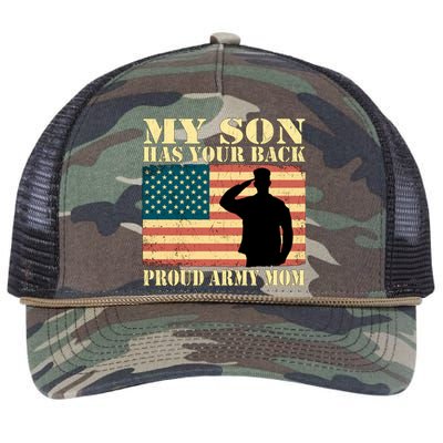 My Son Has Your Back Proud Army Mom Military Mother Funny Gift Retro Rope Trucker Hat Cap