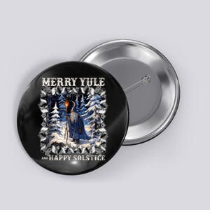 Merry Solstice Happy Yule Christmas Bird Nordic Xmas Graphic Button