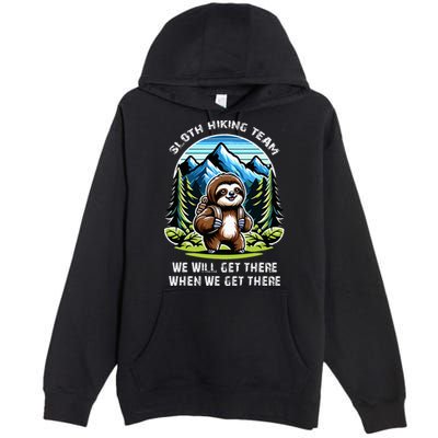 Mountain Sloth Hiking Team Hiking Premium Pullover Hoodie