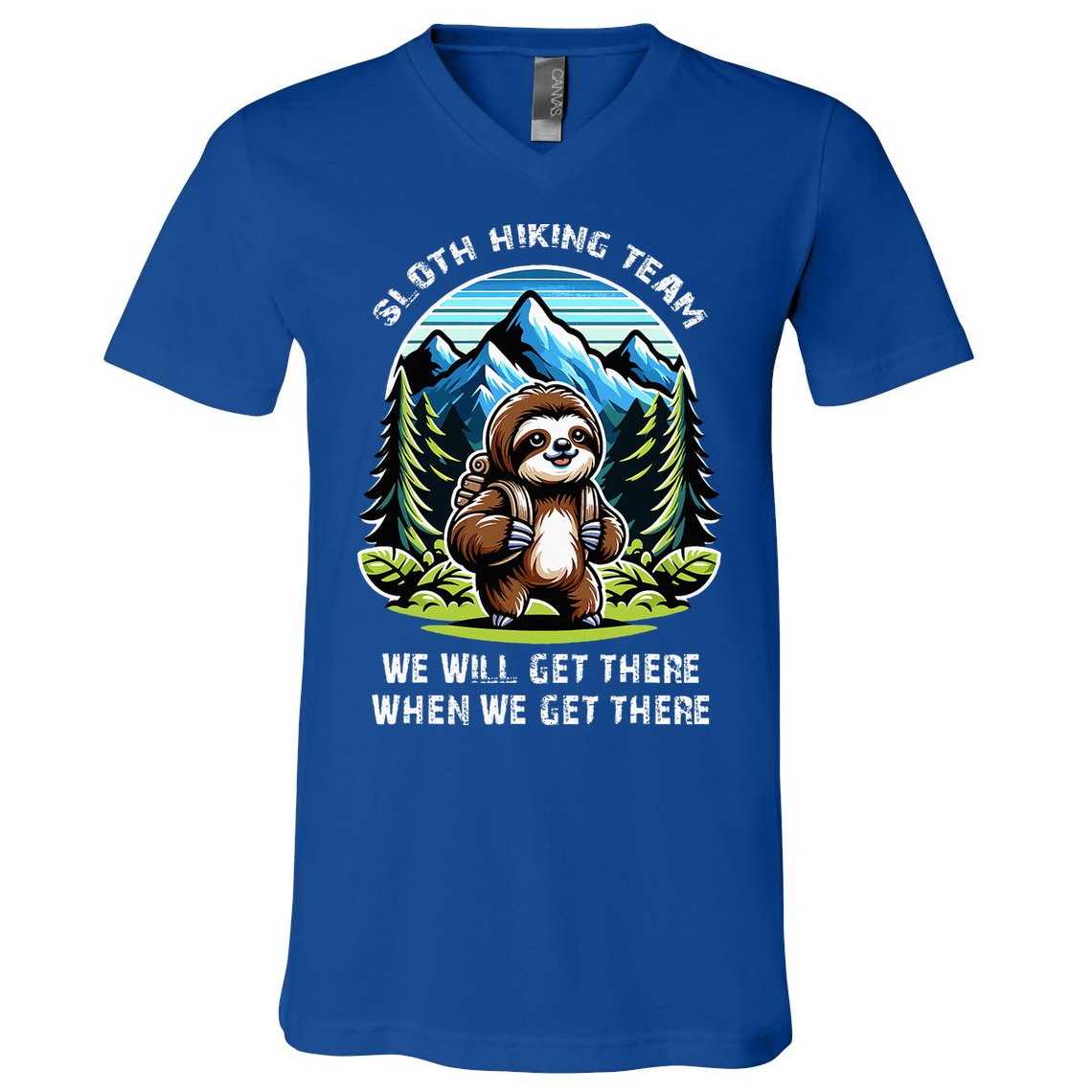Mountain Sloth Hiking Team Hiking V-Neck T-Shirt
