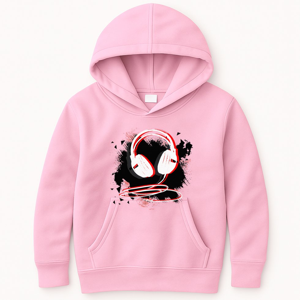 Music Sound Headphones Funny Gift For Dj Musician Kids Hoodie