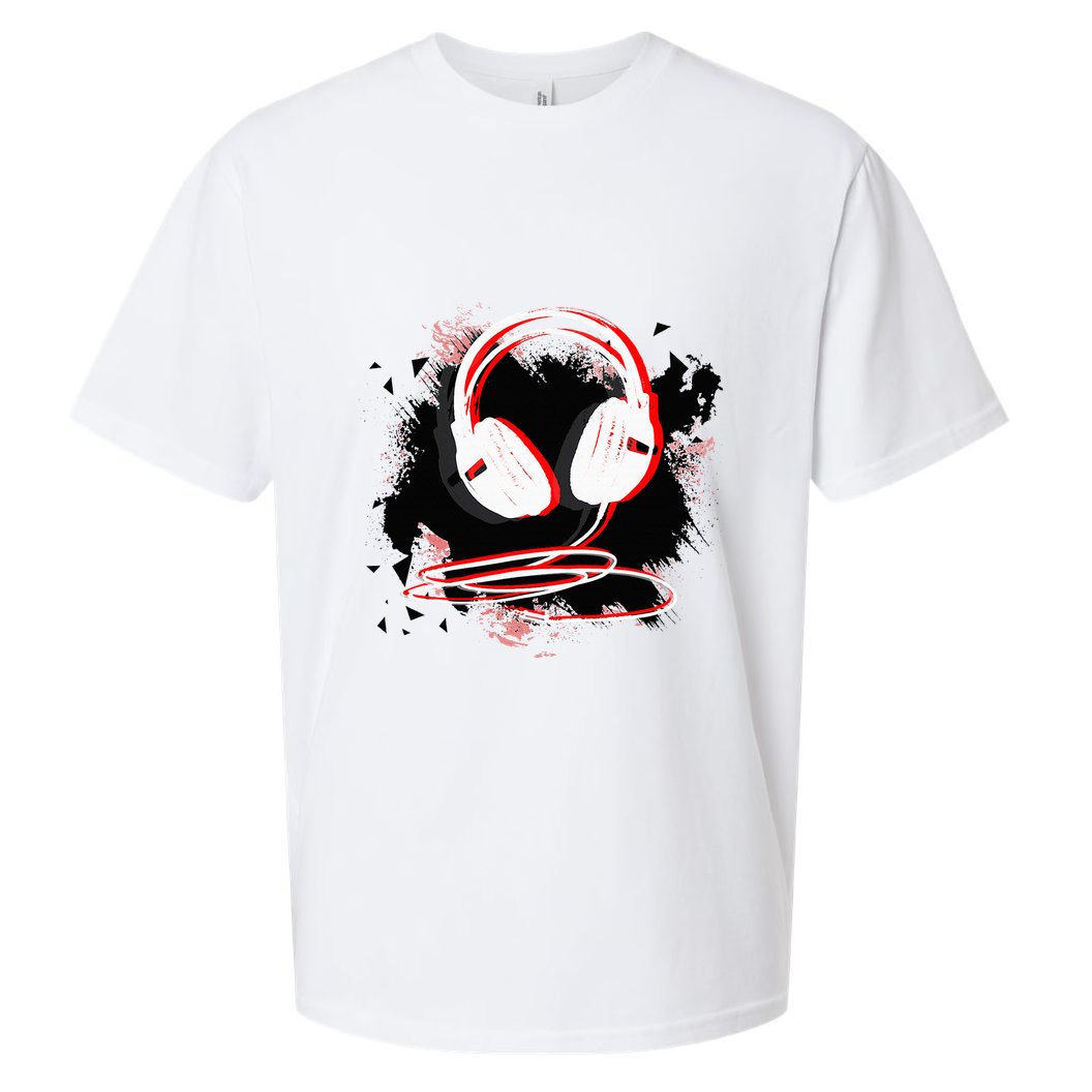 Music Sound Headphones Funny Gift For Dj Musician Sueded Cloud Jersey T-Shirt