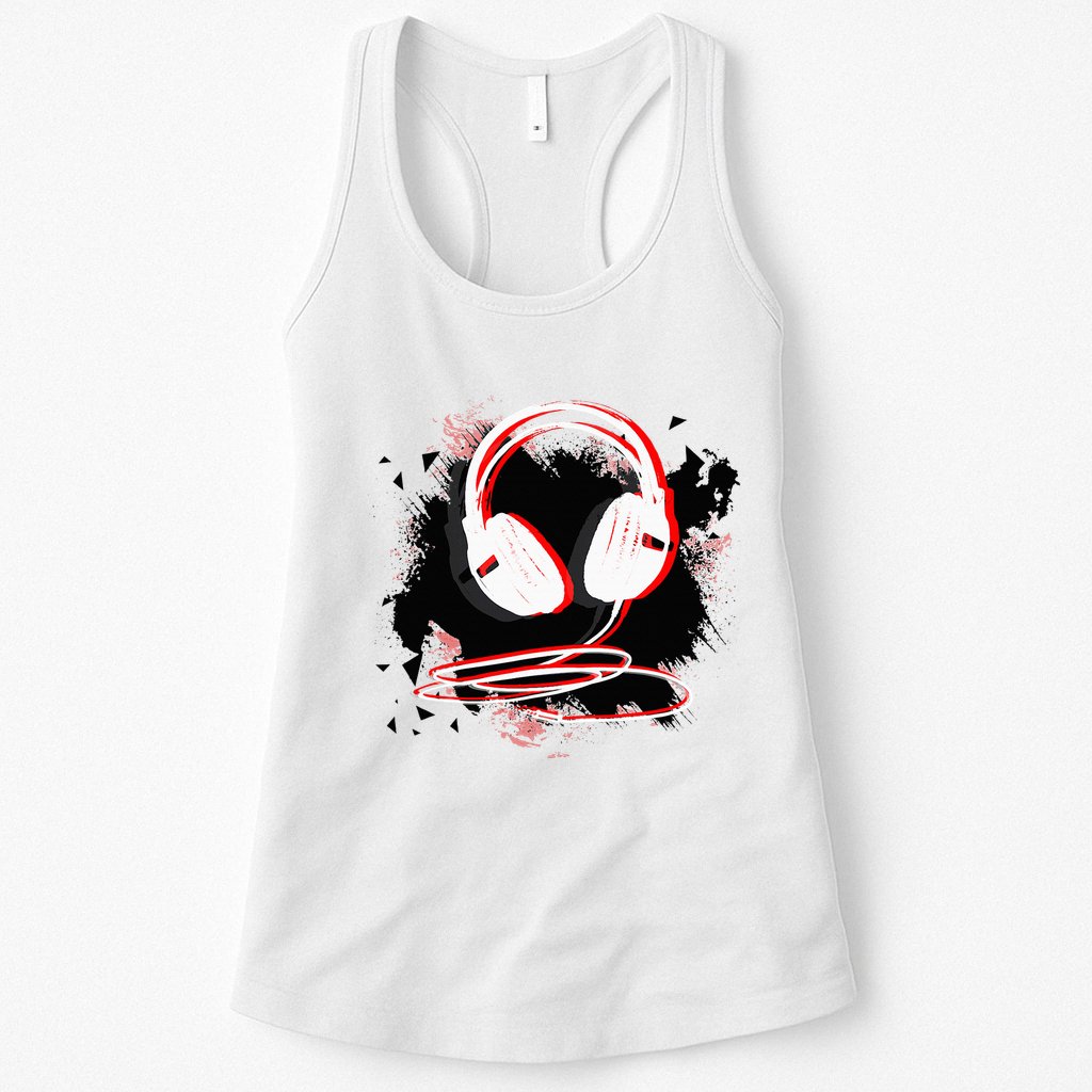 Music Sound Headphones Funny Gift For Dj Musician Womens Tank Top