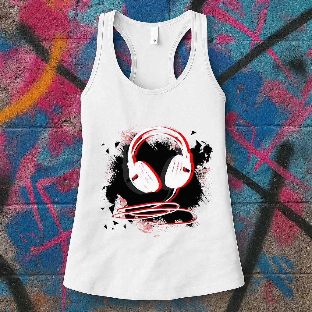 Music Sound Headphones Funny Gift For Dj Musician Womens Tank Top