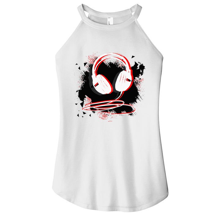 Music Sound Headphones Funny Gift For Dj Musician Women's Perfect Tri Rocker Tank