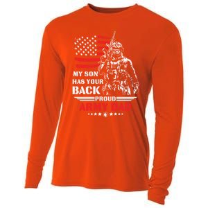 My Son Has Your Back Proud Army Dad Military Family Father Cute Gift Cooling Performance Long Sleeve Crew