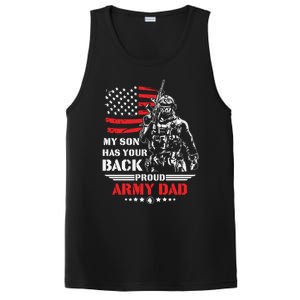 My Son Has Your Back Proud Army Dad Military Family Father Cute Gift PosiCharge Competitor Tank