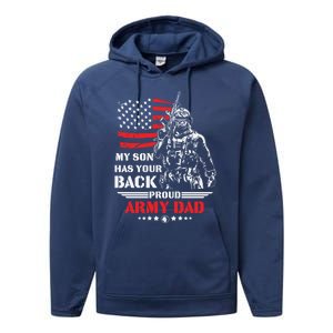 My Son Has Your Back Proud Army Dad Military Family Father Cute Gift Performance Fleece Hoodie