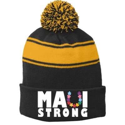 Maui Strong Hawaii Relief Awareness Stripe Pom Pom Beanie