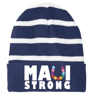 Maui Strong Hawaii Relief Awareness Striped Beanie with Solid Band