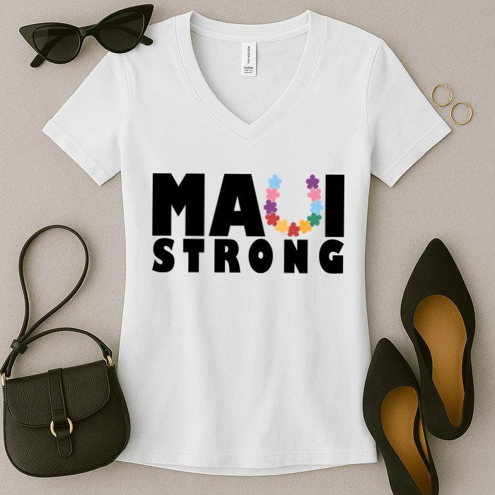 Maui Strong Hawaii Relief Awareness Women's V-Neck T-Shirt