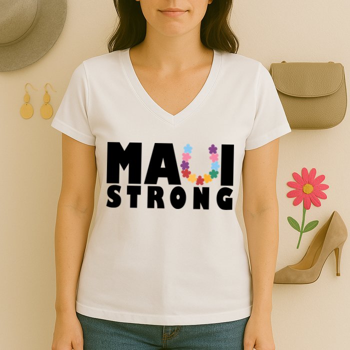Maui Strong Hawaii Relief Awareness Women's V-Neck T-Shirt