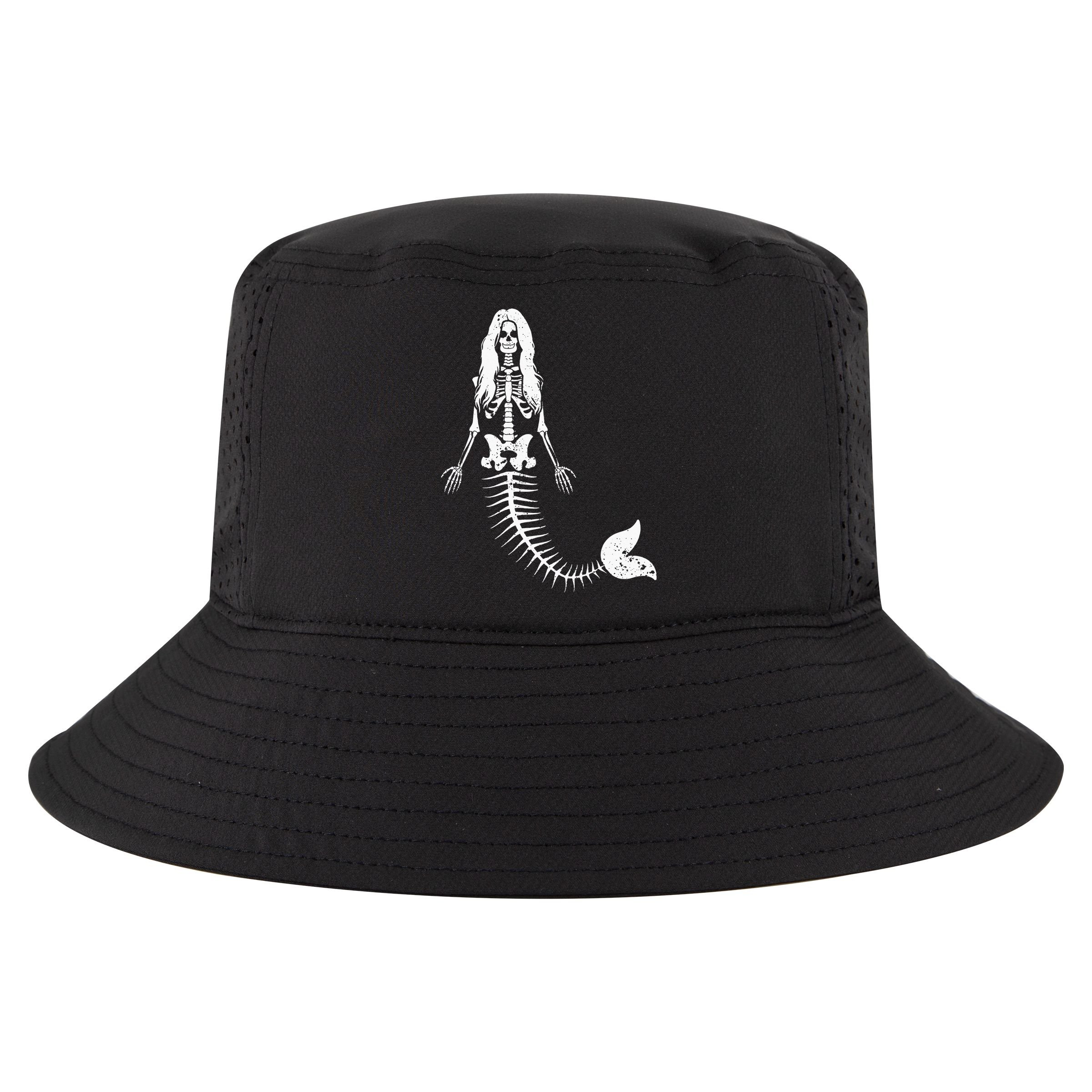 Mermaid Skeleton Halloween Funny Spooky Scary Swimming Cool Comfort Performance Bucket Hat