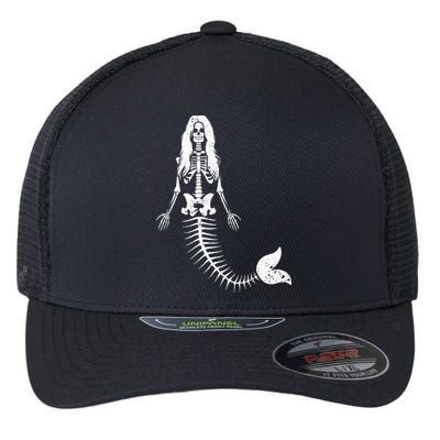 Mermaid Skeleton Halloween Funny Spooky Scary Swimming Flexfit Unipanel Trucker Cap