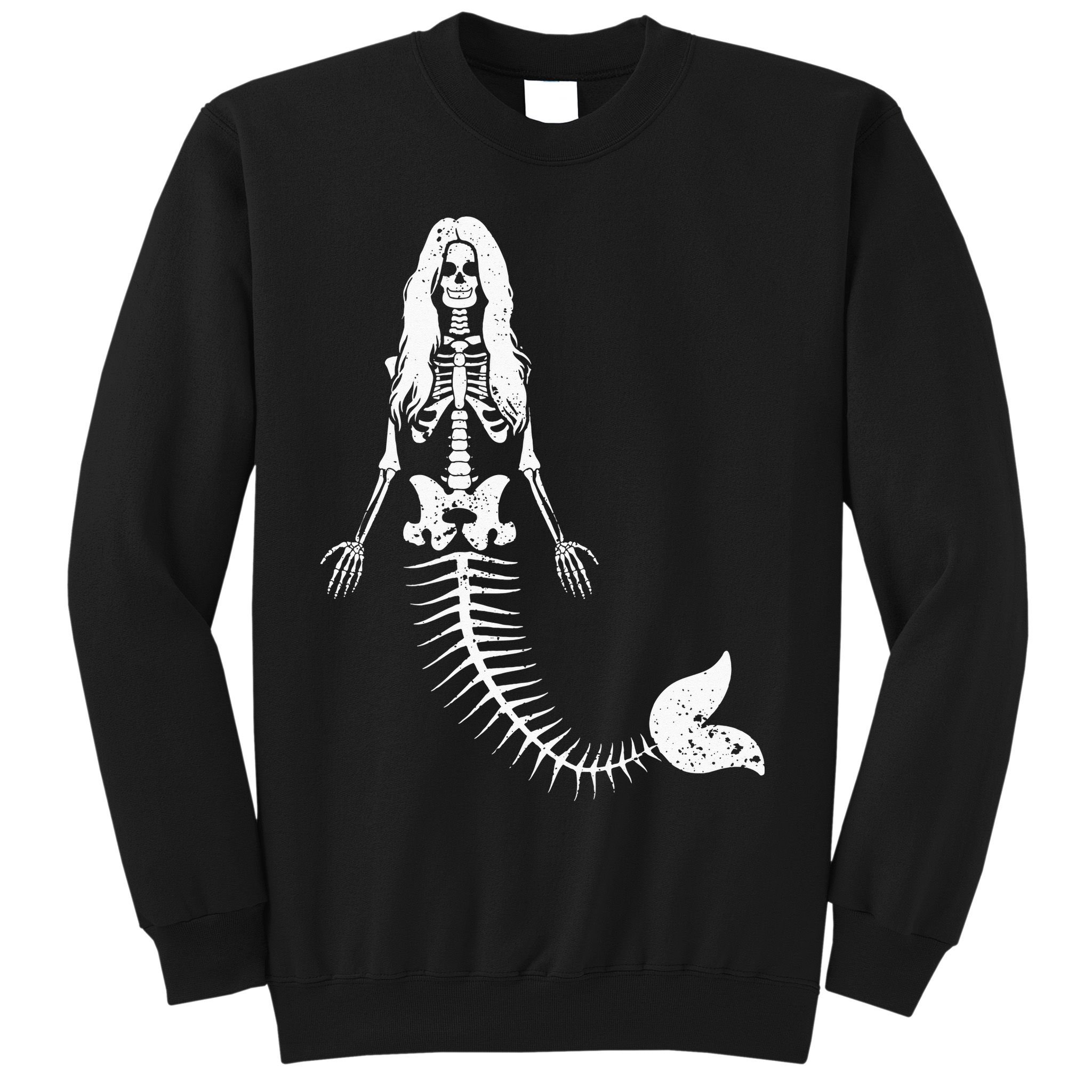Mermaid Skeleton Halloween Funny Spooky Scary Swimming Sweatshirt
