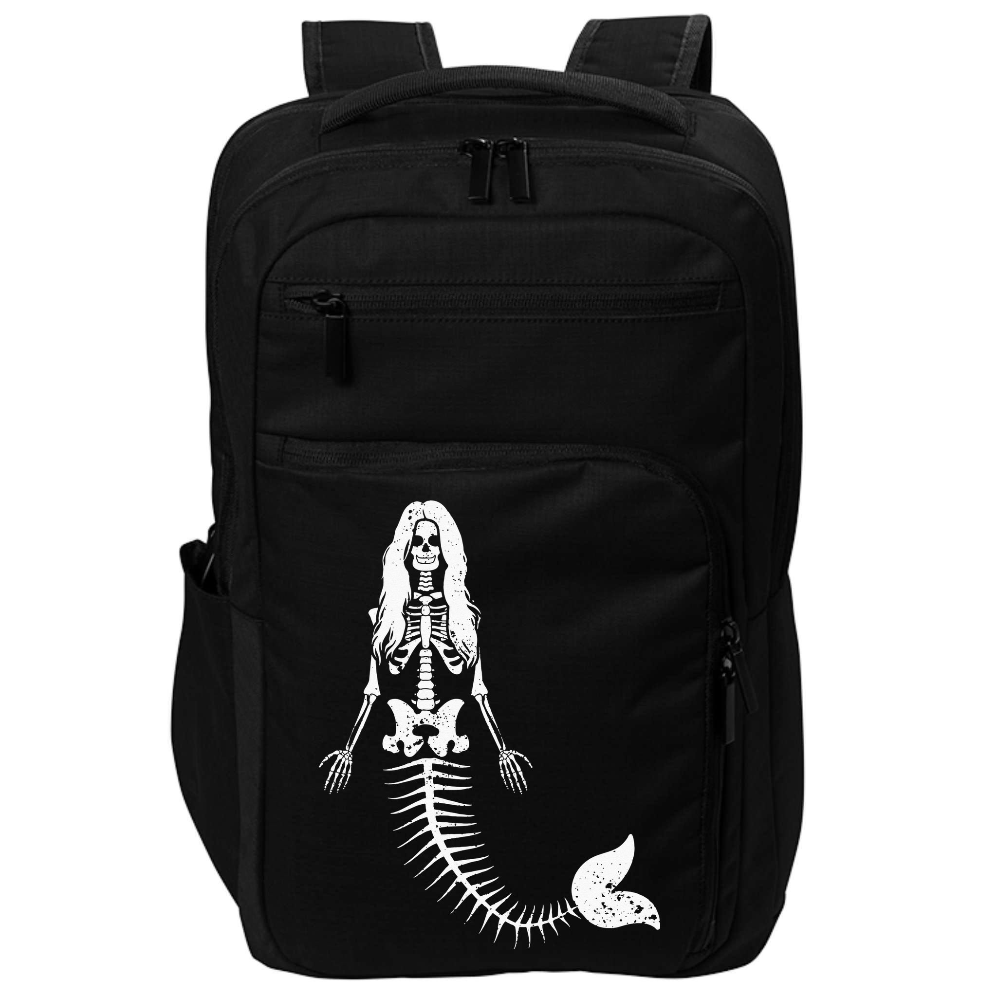 Mermaid Skeleton Halloween Funny Spooky Scary Swimming Impact Tech Backpack