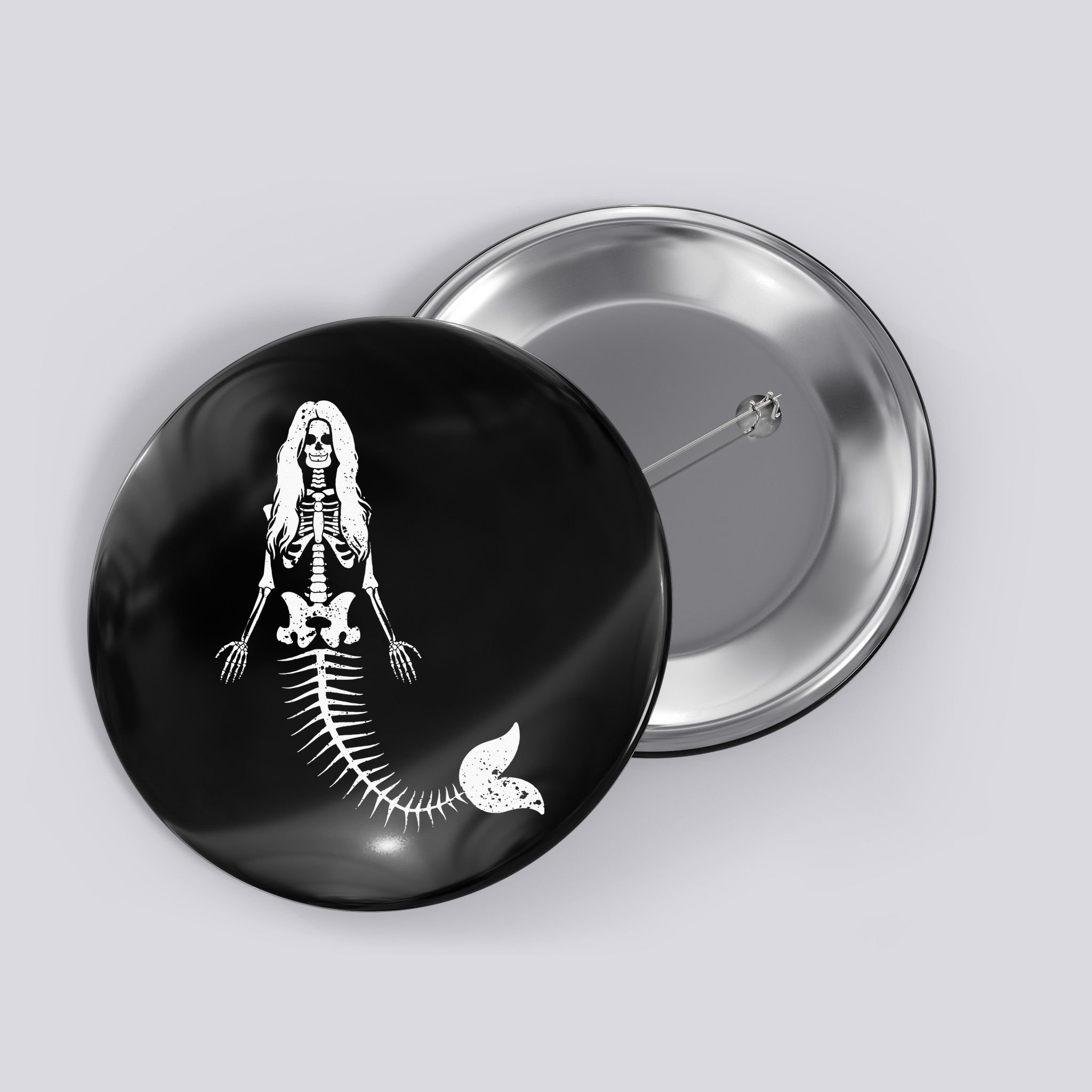 Mermaid Skeleton Halloween Funny Spooky Scary Swimming Button