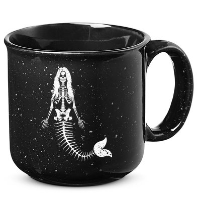 Mermaid Skeleton Halloween Funny Spooky Scary Swimming 15oz Campfire Ceramic Mug
