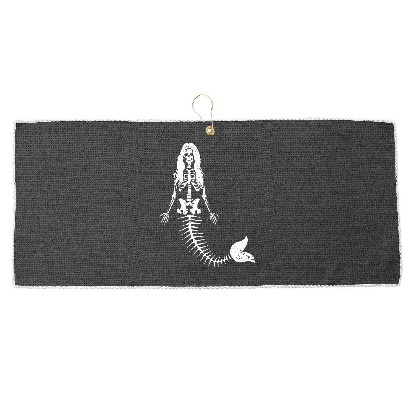 Mermaid Skeleton Halloween Funny Spooky Scary Swimming Large Microfiber Waffle Golf Towel