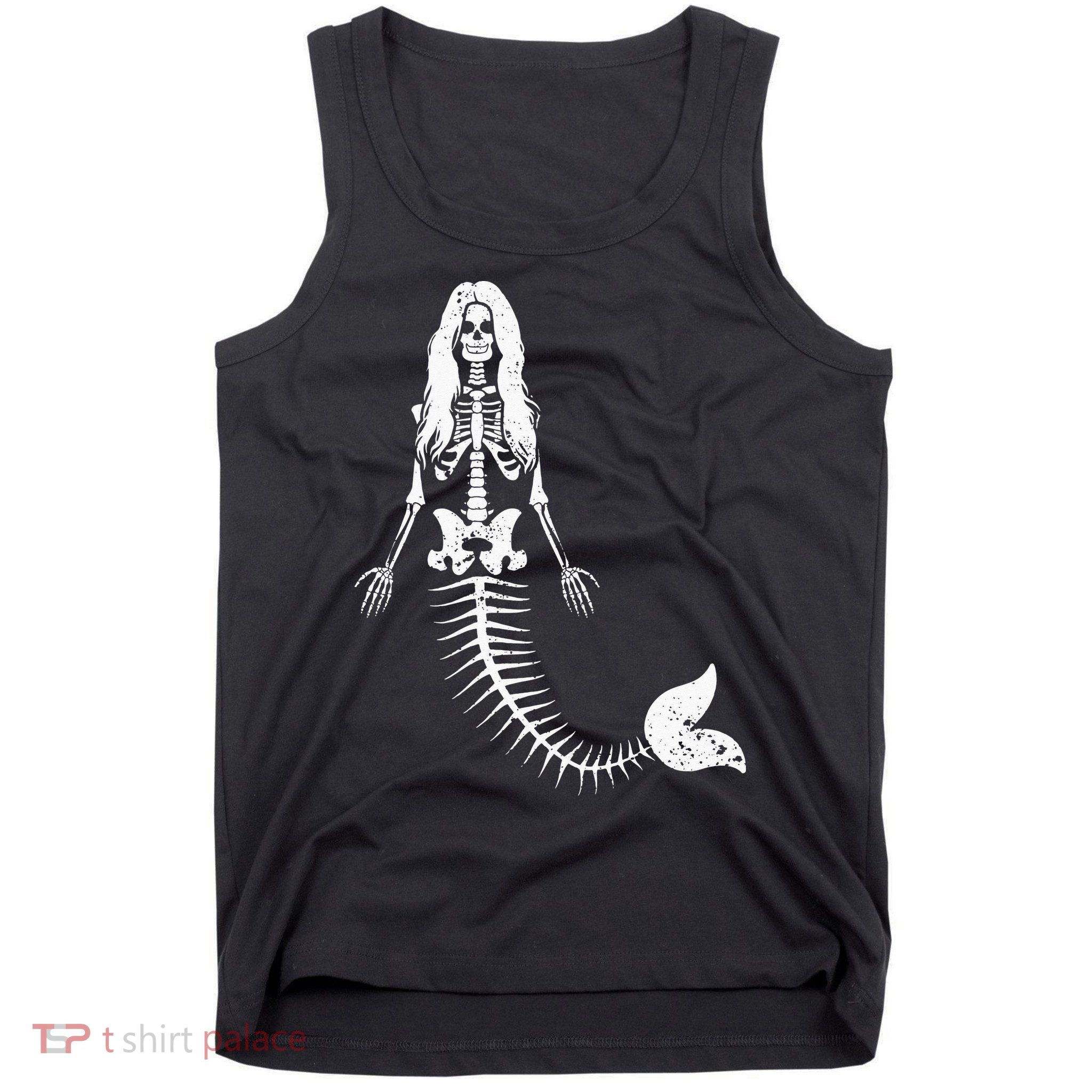Mermaid Skeleton Halloween Funny Spooky Scary Swimming Tank Top