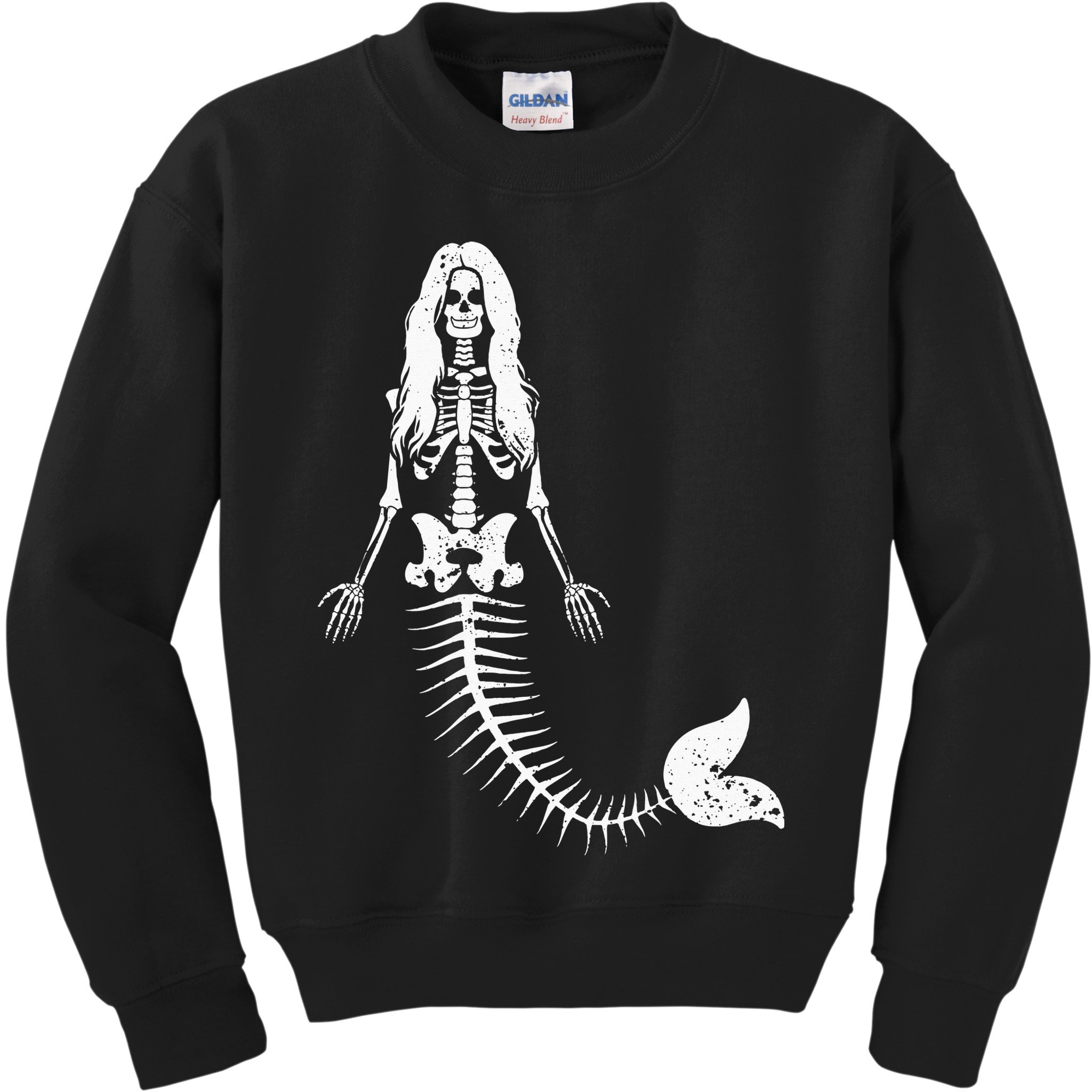 Mermaid Skeleton Halloween Funny Spooky Scary Swimming Kids Sweatshirt