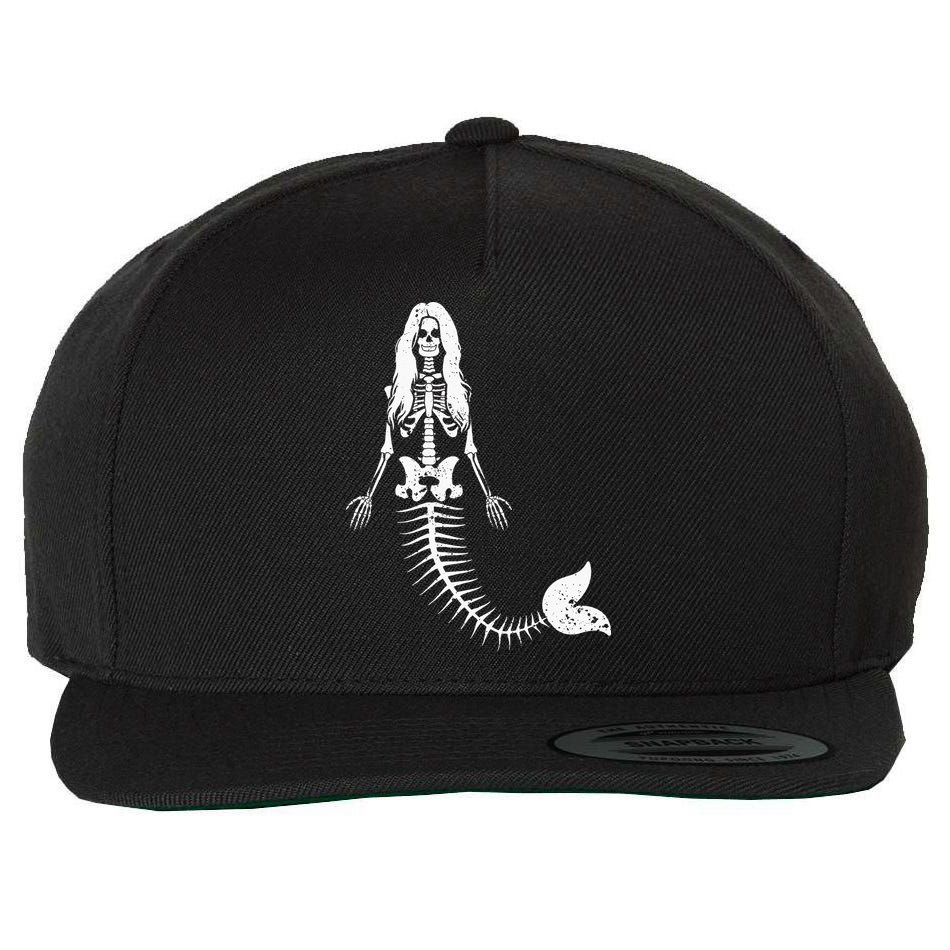 Mermaid Skeleton Halloween Funny Spooky Scary Swimming Wool Snapback Cap