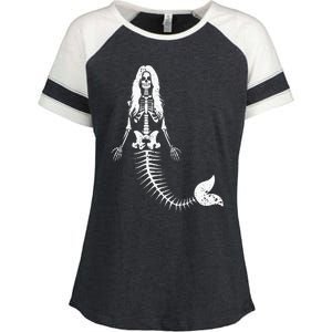 Mermaid Skeleton Halloween Funny Spooky Scary Swimming Enza Ladies Jersey Colorblock Tee