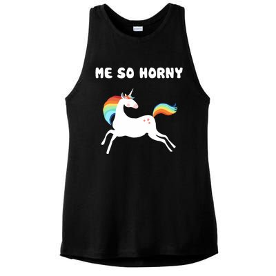 Me So Horny Funny Unicorn Ladies PosiCharge Tri-Blend Wicking Tank