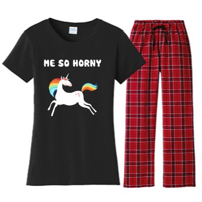 Me So Horny Funny Unicorn Women's Flannel Pajama Set