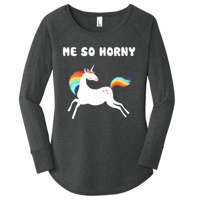 Me So Horny Funny Unicorn Women's Perfect Tri Tunic Long Sleeve Shirt