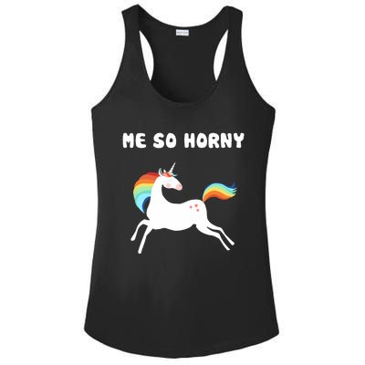 Me So Horny Funny Unicorn Ladies PosiCharge Competitor Racerback Tank