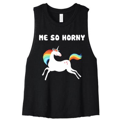 Me So Horny Funny Unicorn Women's Racerback Cropped Tank