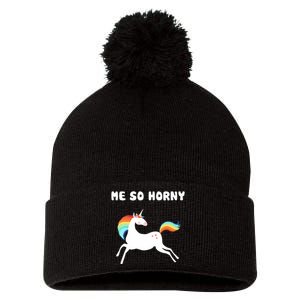 Me So Horny Funny Unicorn Pom Pom 12in Knit Beanie