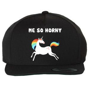 Me So Horny Funny Unicorn Wool Snapback Cap