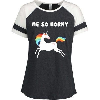 Me So Horny Funny Unicorn Enza Ladies Jersey Colorblock Tee