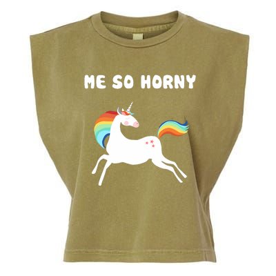 Me So Horny Funny Unicorn Garment-Dyed Women's Muscle Tee