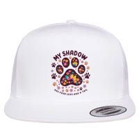 My Shadow Has Four Legs And A Tail Floral Paw Pattern Flat Bill Trucker Hat