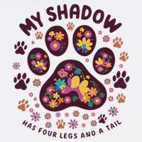 My Shadow Has Four Legs And A Tail Floral Paw Pattern Flat Bill Trucker Hat