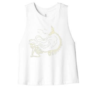 Mermaid Skeleton Halloween Costume Women's Racerback Cropped Tank