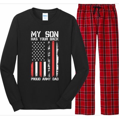 My Son Has Your Back Proud Army Dad Military Father Gift Long Sleeve Pajama Set