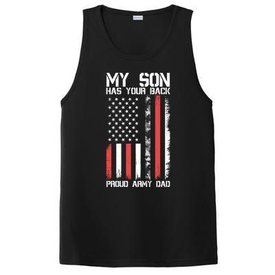 My Son Has Your Back Proud Army Dad Military Father Gift PosiCharge Competitor Tank