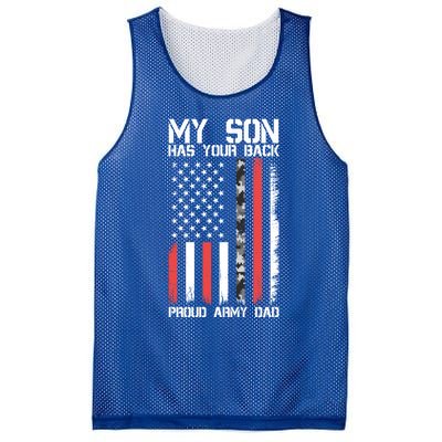 My Son Has Your Back Proud Army Dad Military Father Gift Mesh Reversible Basketball Jersey Tank