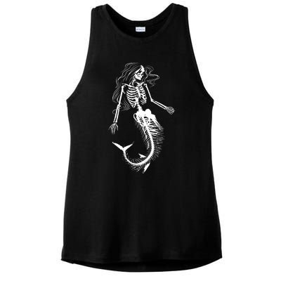 Mermaid Skeleton Halloween Costume Women Girls Ladies PosiCharge Tri-Blend Wicking Tank