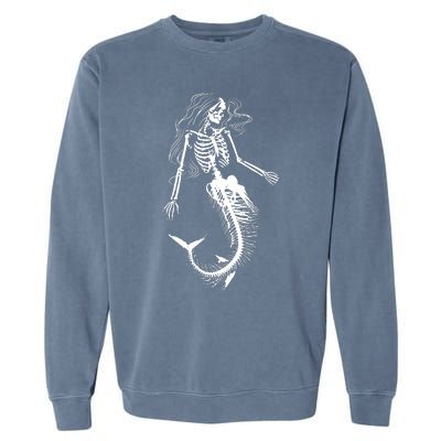 Mermaid Skeleton Halloween Costume Women Girls Garment-Dyed Sweatshirt