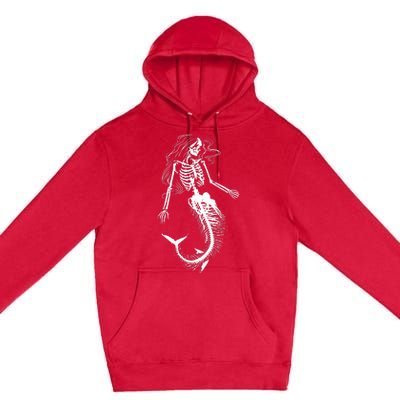 Mermaid Skeleton Halloween Costume Women Girls Premium Pullover Hoodie